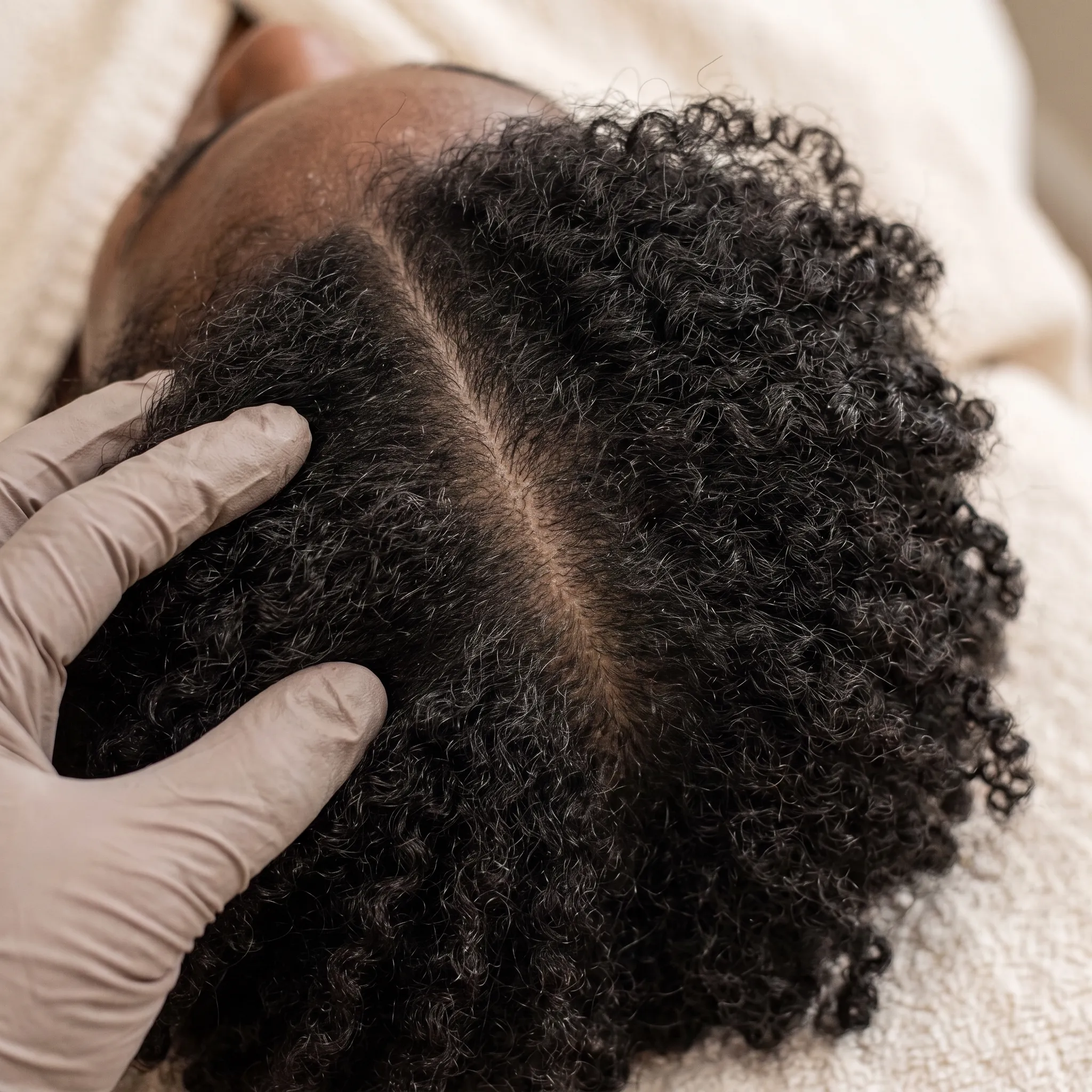 The same scalp looking clear and calm after treatment
