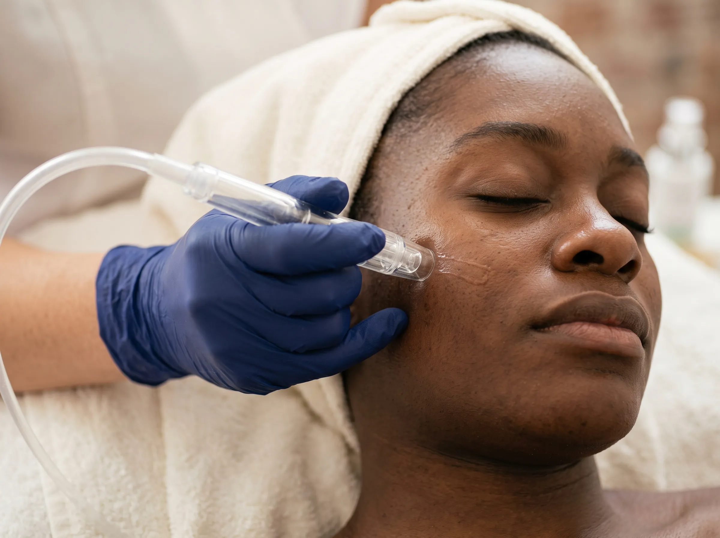 A HydraFacial treatment in progress in the KIAMO Skin studio